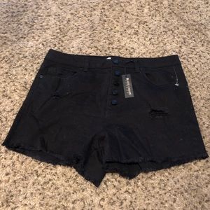 Black denim shorts